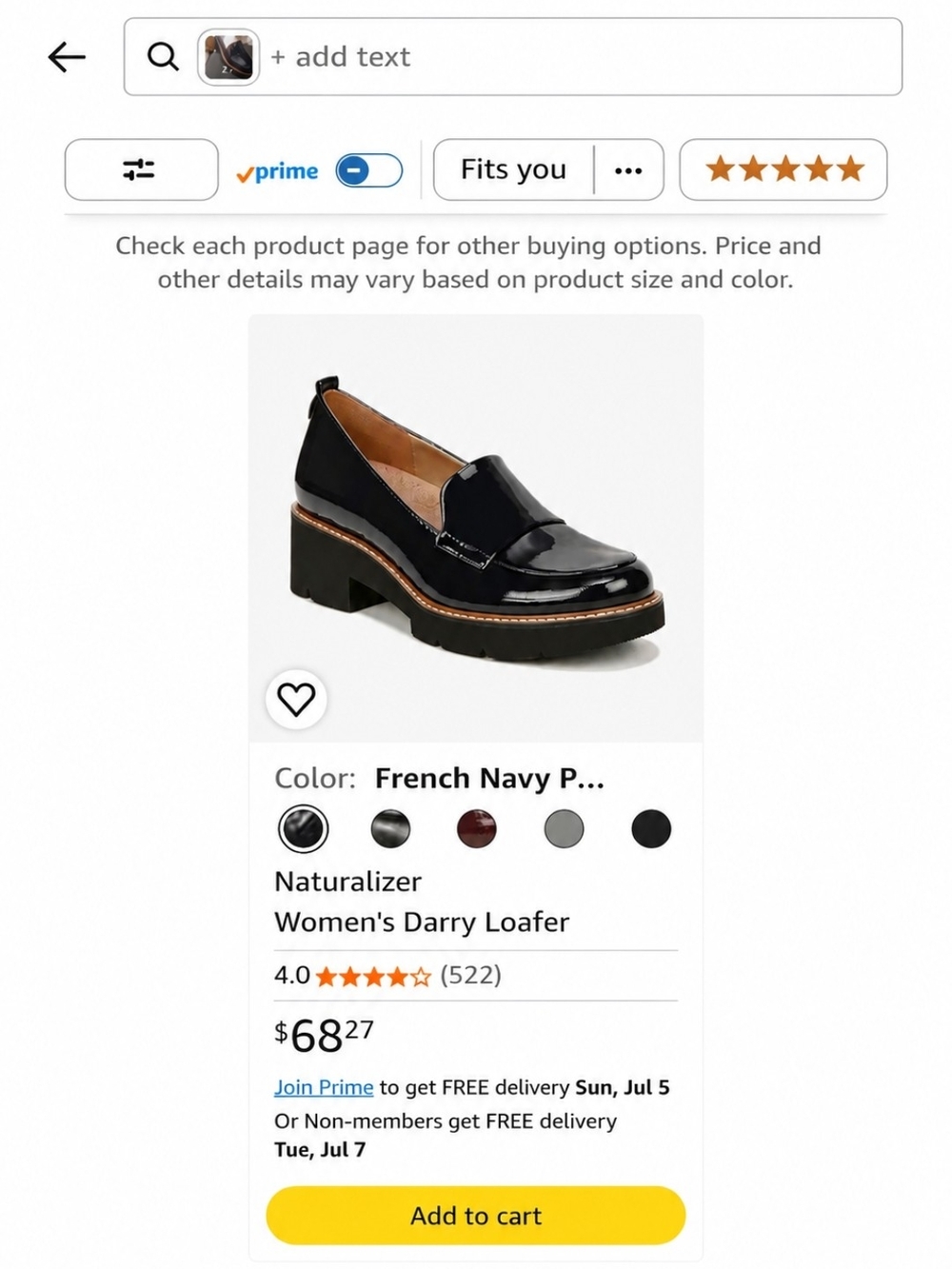 Naturalizer French Navy Patent Chunky Loafer